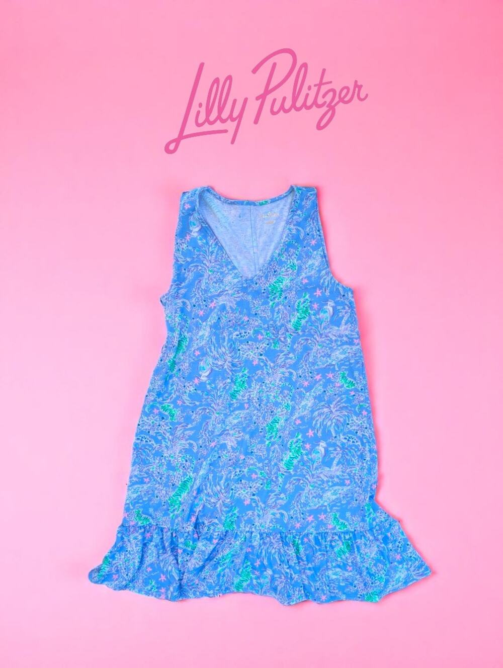 Lilly Pulitzer Camilla Swing Sleeveless Ruffle-Hem Dress – Size S – EUC